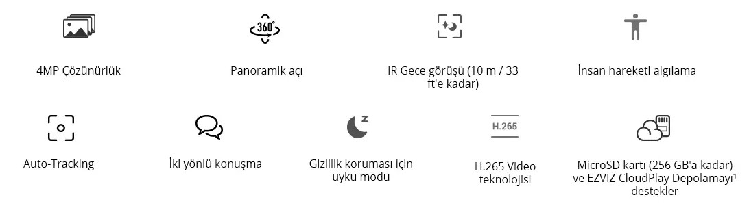 Ezviz C6N 4 MP Wi-Fi 360° PT Hareketli Kamera